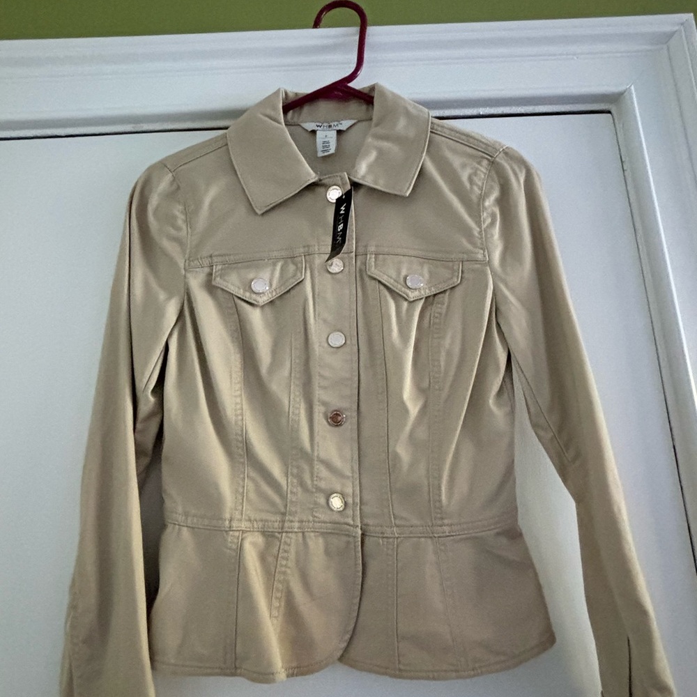 NWT White House Black Market tan peplum jacket size 2.